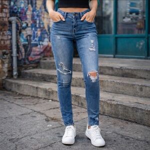 Vigoss Jagger Skinny Jeans Womens Size 29 x 27 Medium Wash Distressed Denim